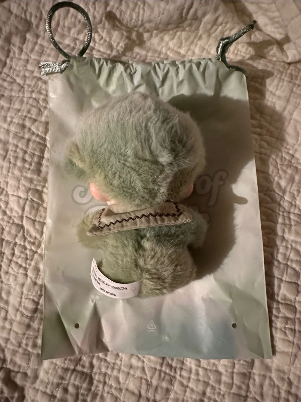 POP MART Vinyl Plush Keychain Doll -  Green Fur Dimoo World, Journal of New Life